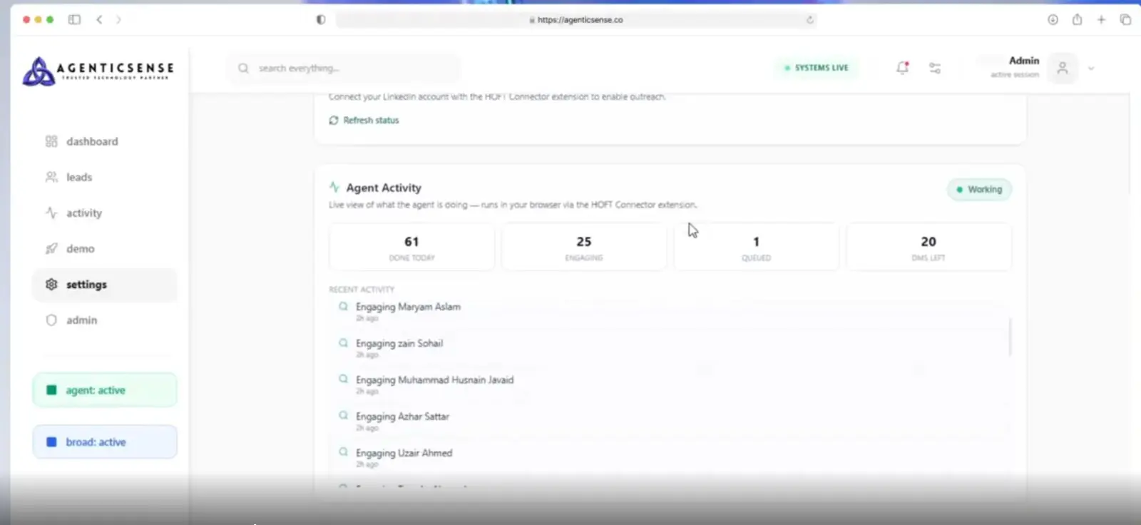 Linksense dashboard